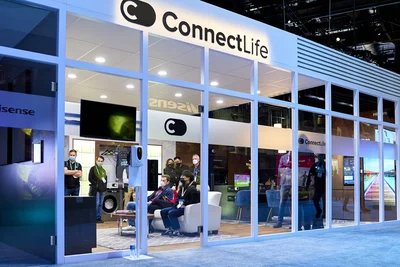 Corporate tech conference with LED displays and professional AV production